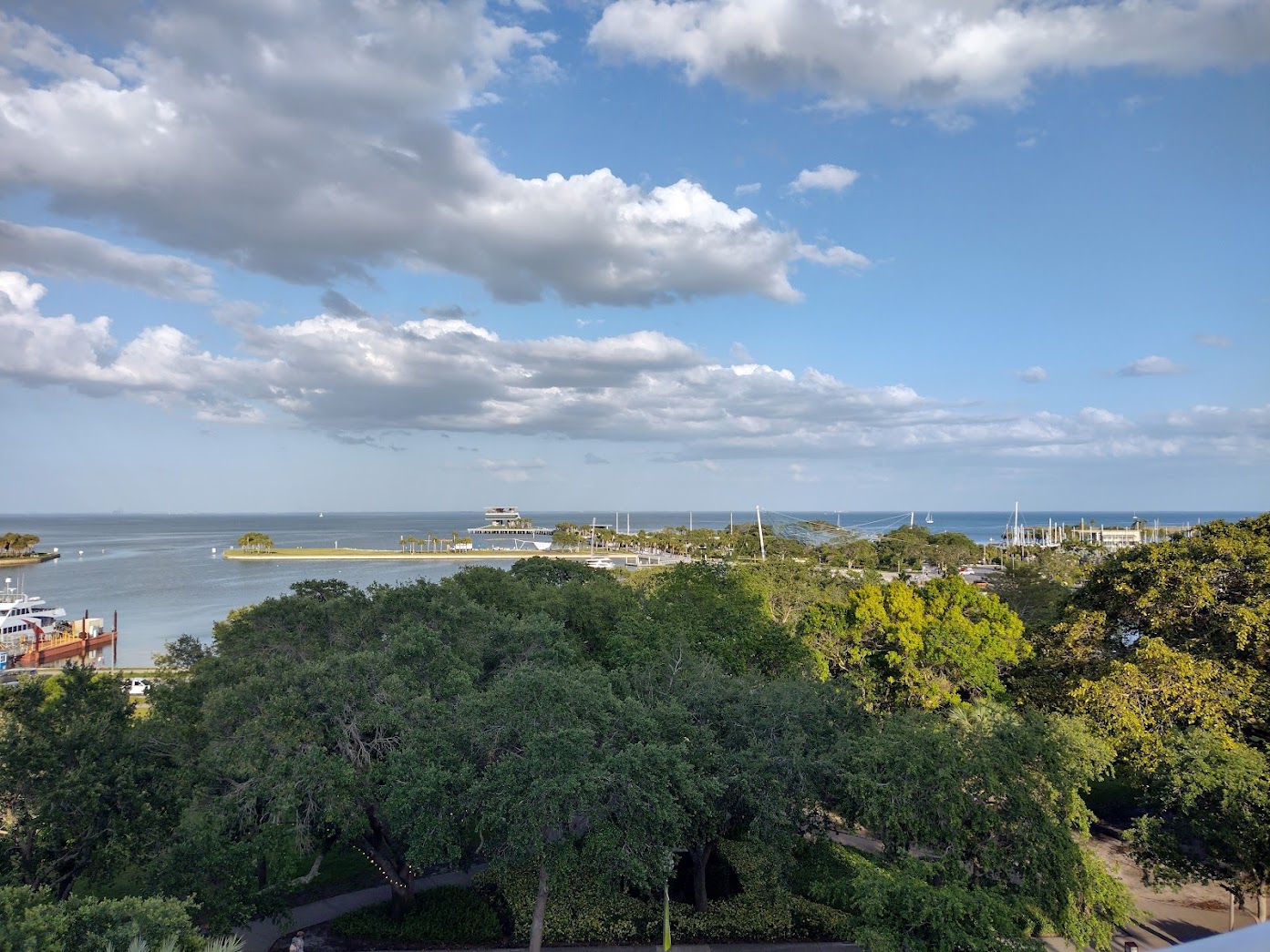 View of the St Petersburg Pier from The Birchwood Canopy Bar, Florida