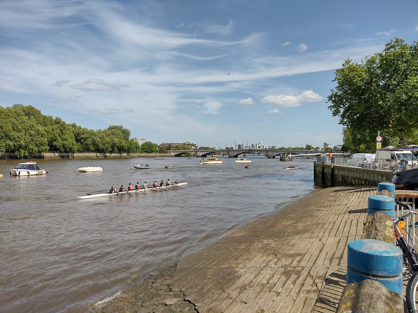 Rowers on the Thames in Putney, London