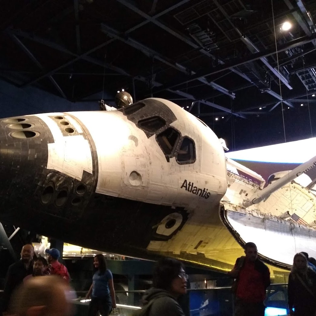 The retired space shuttle at the Kennedy Space Center, Florida